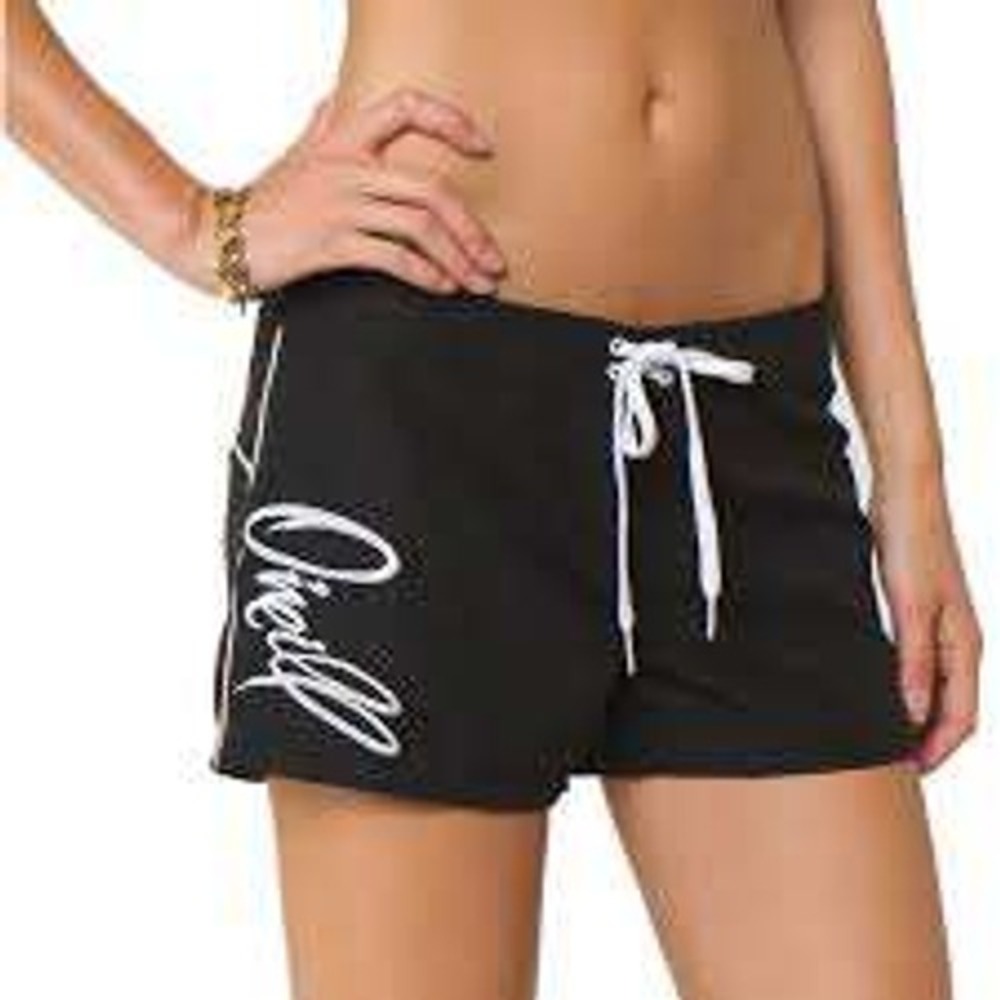 O'Neill Kids Black Board Shorts White‎ Script Logo Size 7 Swim Trunks